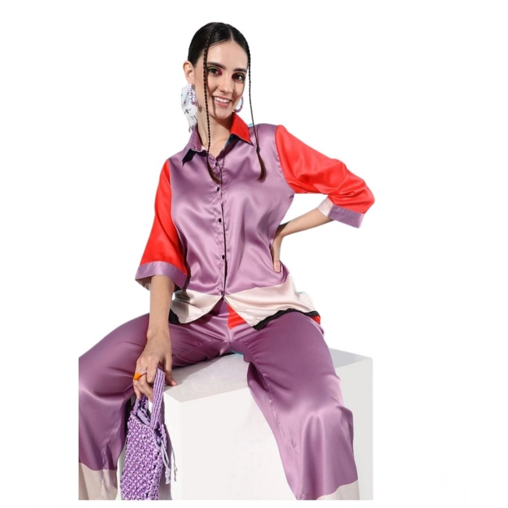 PID-65327-Women-s-Satin-Colour-Block-Long-Sleeves-Co-Ord-Set-Purple-Multi-1-1000x1000-2.webp Women's Satin Colour Block Long Sleeves Co-Ord Set (Multicolor) - Image 1