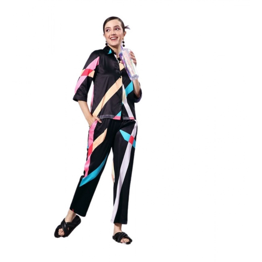 PID-65330-Women-s-Satin-Colour-Block-Long-Sleeves-Co-Ord-Set-Black-Multi-1-1000x1000-2.webp Women's Satin Colour Block Long Sleeves Co-Ord Set (Multicolor) - Image 1